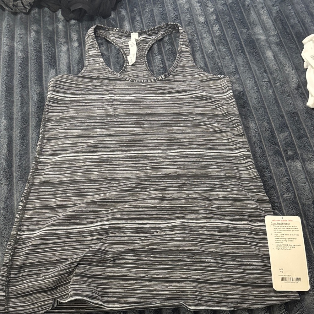 Lululemon Striped Gray NWT cool racerback tank size 10